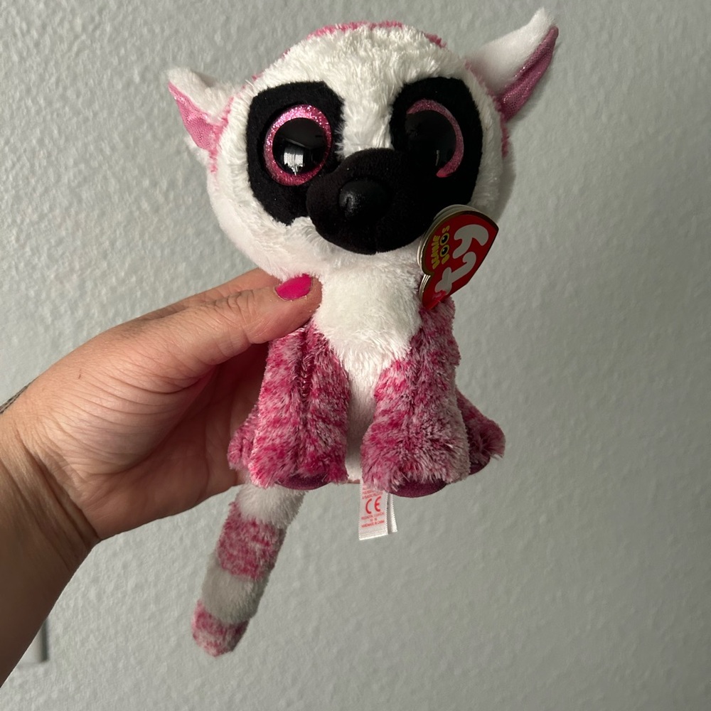 Ty Pink and White Lemur Plush